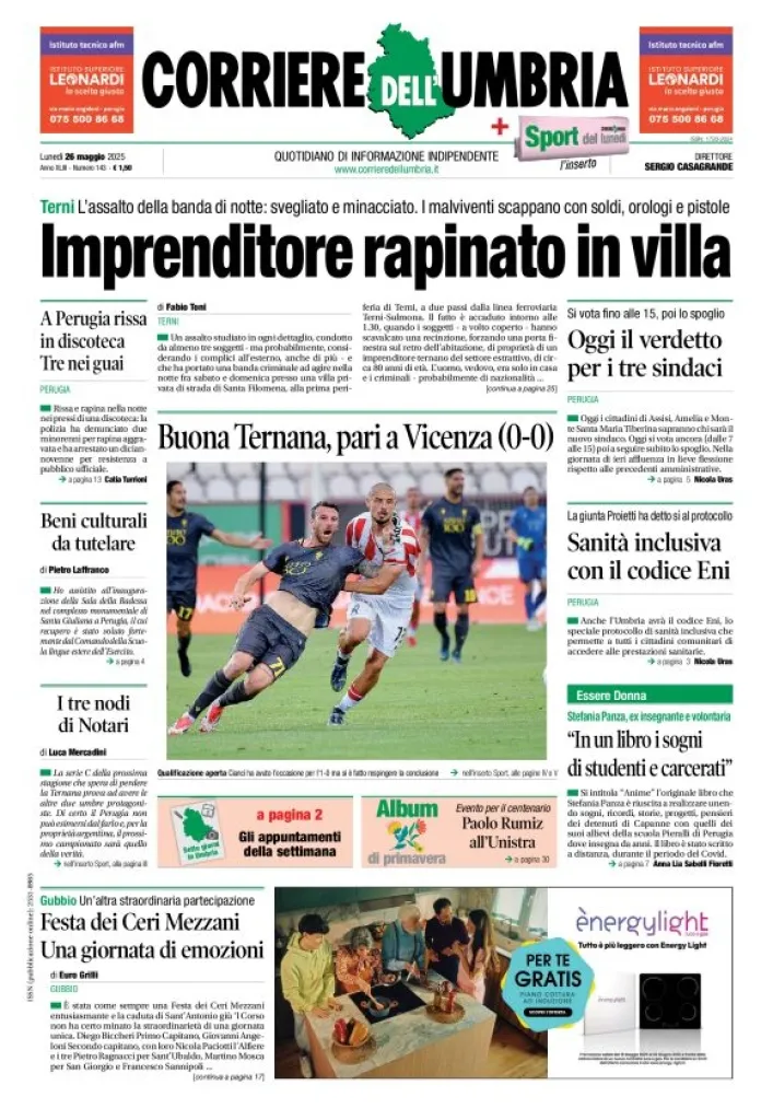 Prima-pagina-corriere umbria-del-2025-05-26